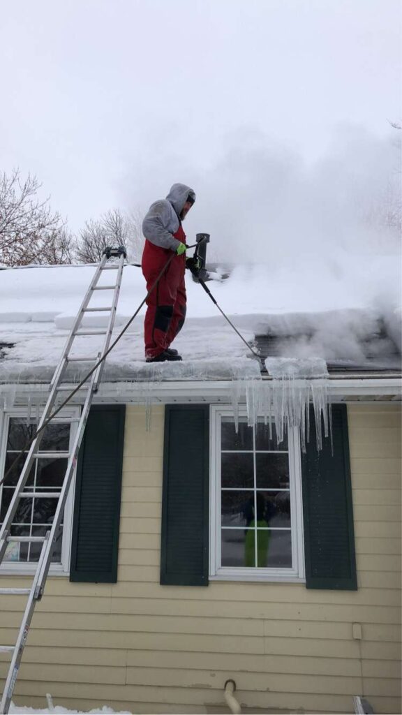 We remove ice dams with professional grade roof steamers that are safe for your roof.